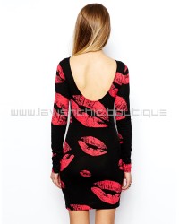 Lip Print Bodycon Dress